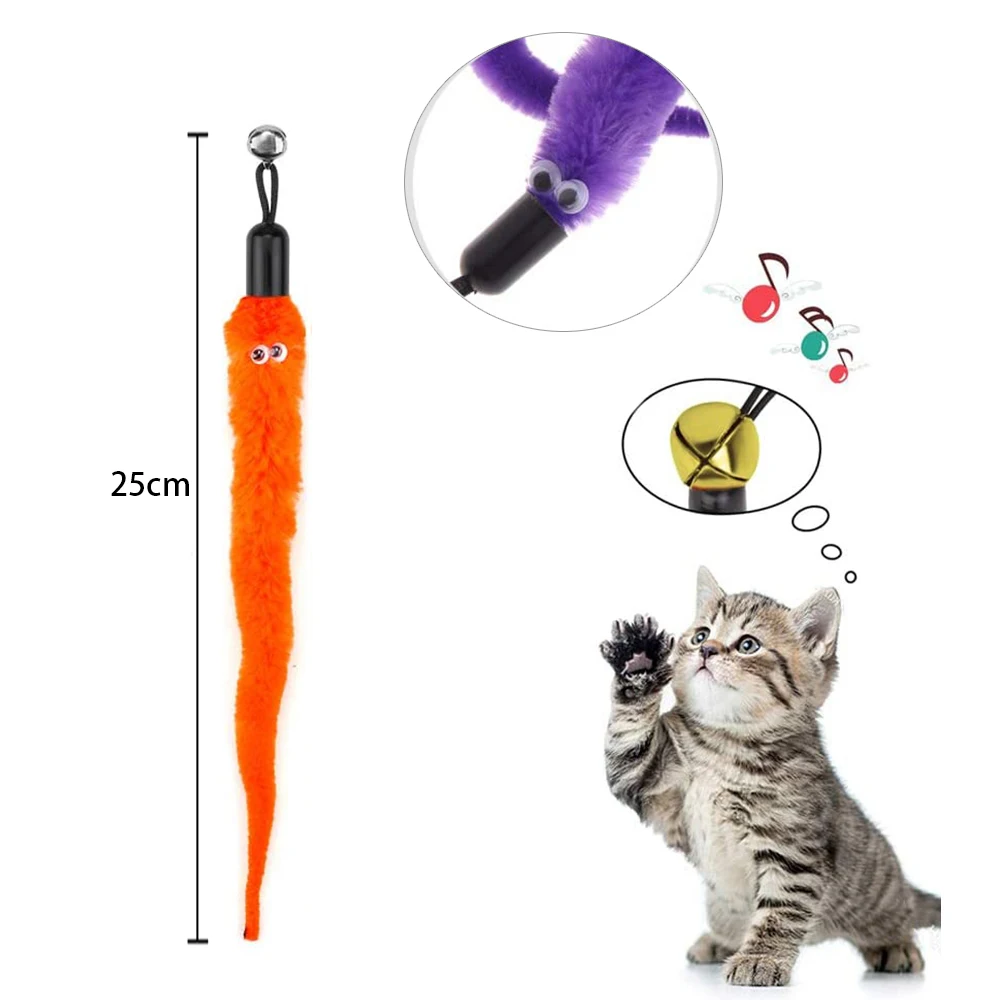 Funny Cat Stick Tassel Replacement Head Cat Bell Interactive Toy Tassel Kitten Funny Cat Kitten Training Toy