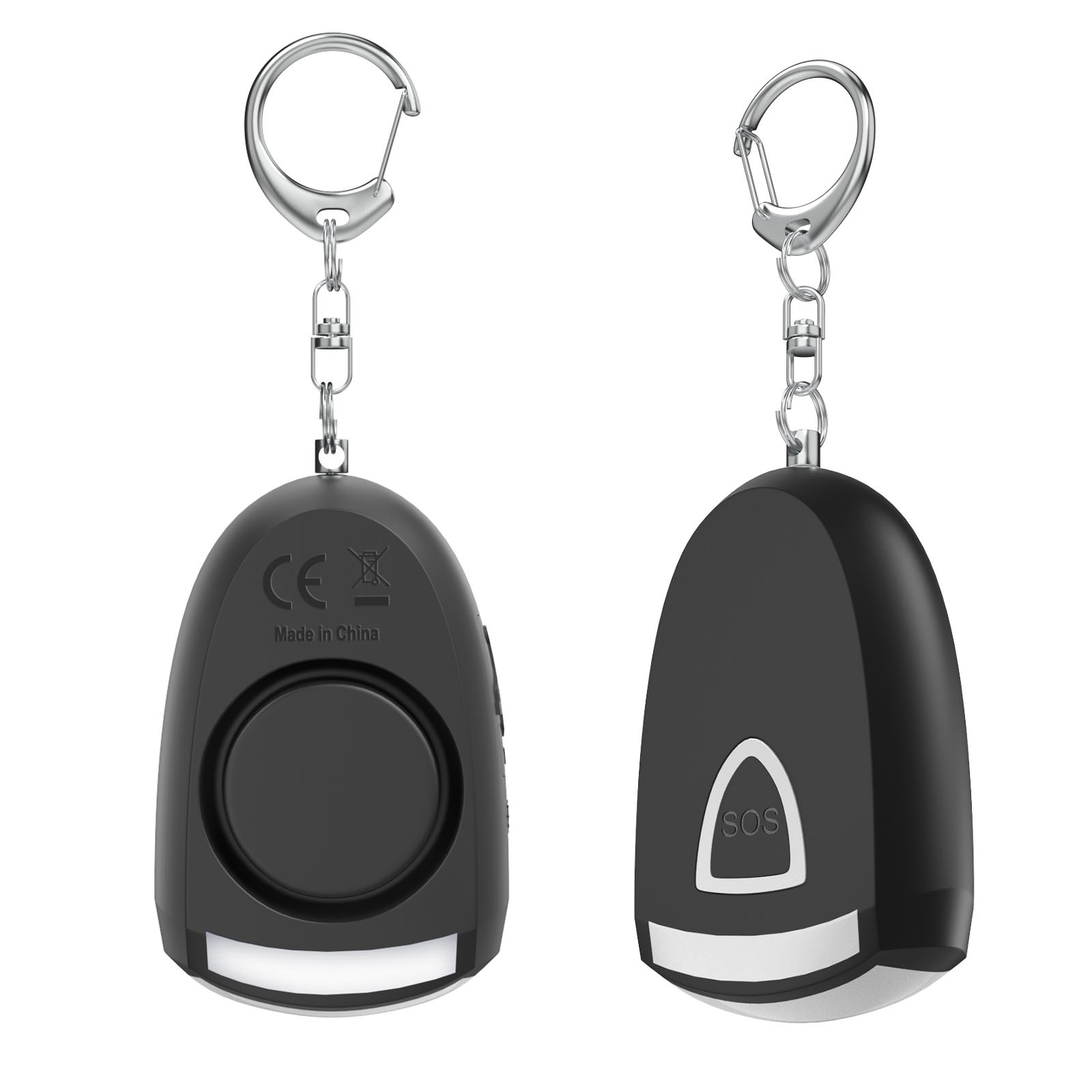 Rechargeable personal alarm with light outdoor portable keychain alarm