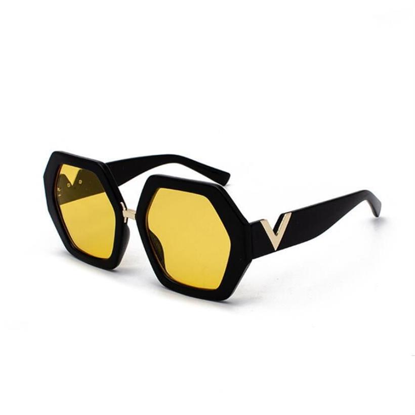 Sunglasses Polygonal Frames Monochrome Black Lenses Men's Women's Retro Sun Glasses Hexagon Sell168S