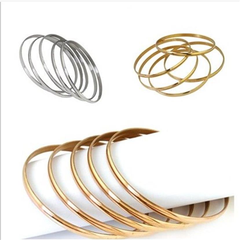 5st rostfritt stål Bangle Armband 68mm Handring för mode Kvinnor Girls Jewelry High Quality Silver Rose Gold 18K Gold252K