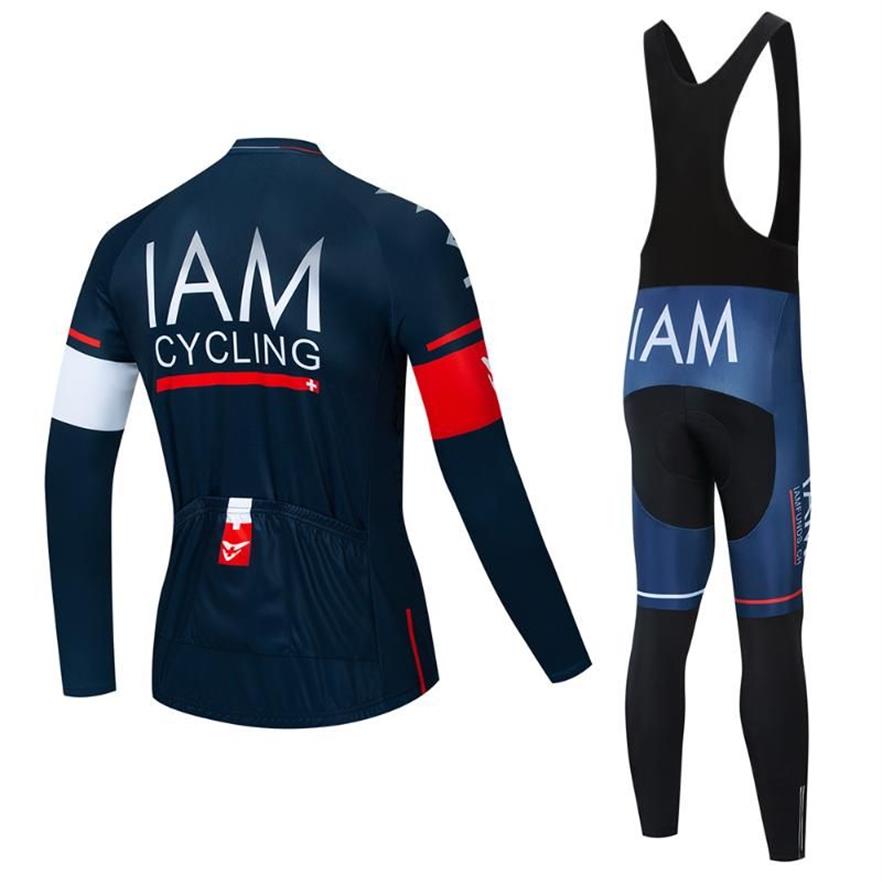 2020 Team Iam Cycling Jersey met lange mouwen Set Spring herfst Ropa Ciclismo Ademend Racing Bike Clothing MTB Bike 9D gel Pad179G