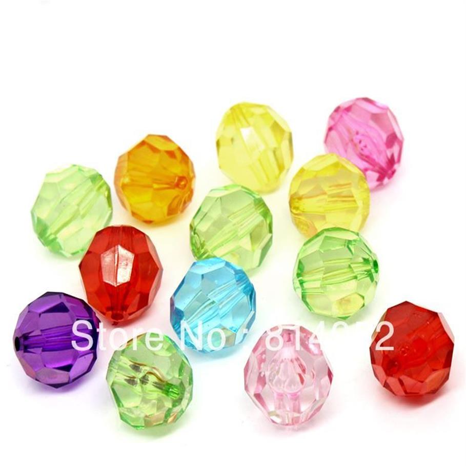Perles rondes transparentes en acrylique, 100 pièces, Bubblegum à facettes, grosses perles, Bicone, 20MM, à la mode, pour grosses Nec245o