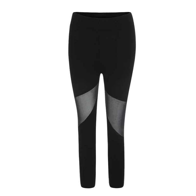 Yoga outfit sport yoga byxor andas mesh bra elasticitet europeisk och amerikansk style lapptäcke som kör fitness leggings kvinnor byxl231221