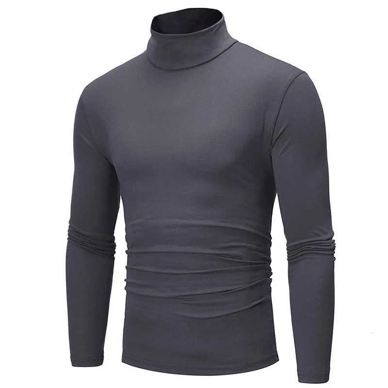 Herrtröjor Autumn Winter Men's High Neck T-shirt Slim Fashion High Elastic Long Sleeve Cotton Casual Breatble Apparel Pullover J231220