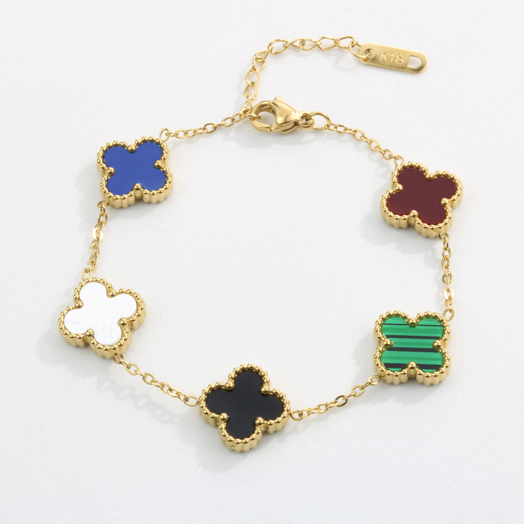 Adjustable New Design Gold Plated Stainless Steel 316L Plant Flower Bracelet With Five Leaf Petals Women's Luxury Gifts