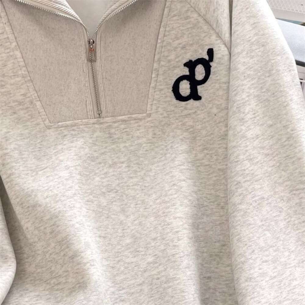 Mantel Trapstar Veet Grey Hoodie Frauen mit halbem Reißverschluss Halsband Eine neue koreanische lose übergroße Jacke für Herbst und Winter 2023