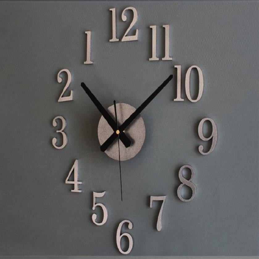 Mode Creative Reversal of the Clock Time Back Metal Texture verkligen 3D Stereo Diy Wall Clock3204