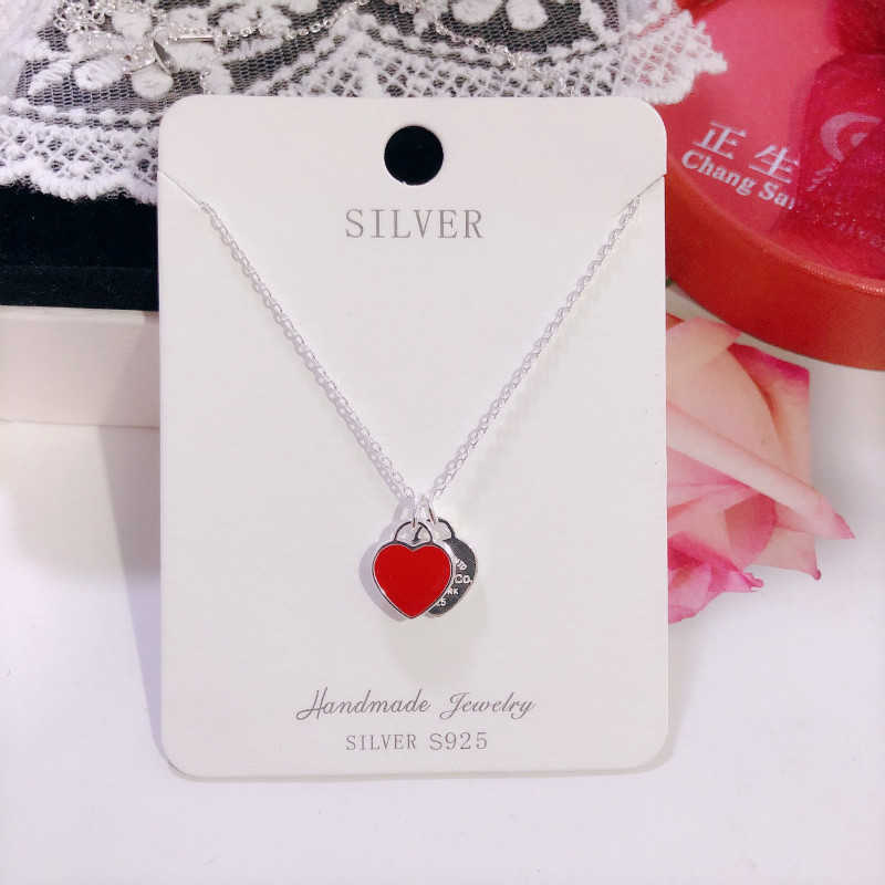 2024デザイナー香港Zhengsheng Sterling Silver S925 Double Love T-Family Necklaceファッショナブルでスタイリッシュな鎖骨チェーン