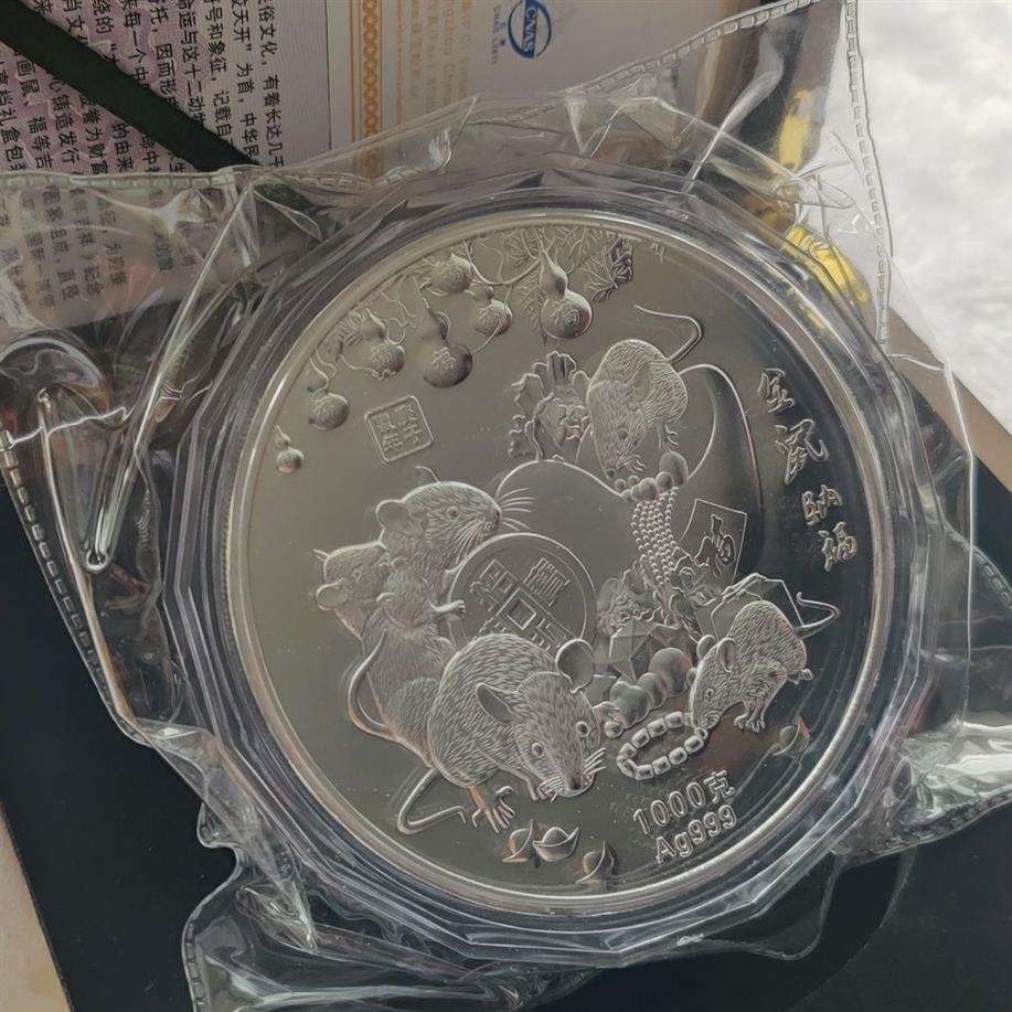 New Crafts 1000g chinese silver coin silver 99 99% zodiac mouse art273s