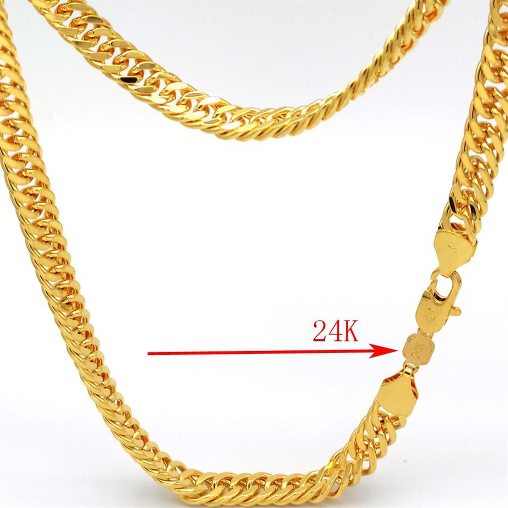 THAI BAHT COLLIER EN OR Massif GF Lourd 88 Grammes Bijoux 4mm D'ÉPAISSEUR HAUT XP Chaîne Gourmette Cubaine 24 K Timbre link226v