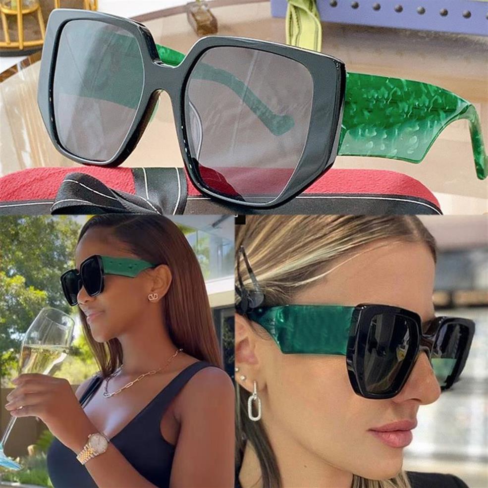 Официальные последние женские солнцезащитные очки 0956 Негабарированные кадры Очетки occhiali da sole firmati femminili green бирюзовый изумруд с LAR3317