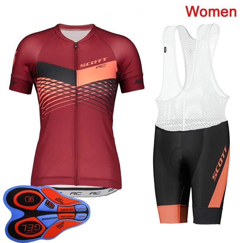 2021 Womens SCOTT Team Cycling Jersey Set Summer quick dry short sleeve Bicycle clothing breathable Bike Outfits Sports uniform Y2274F