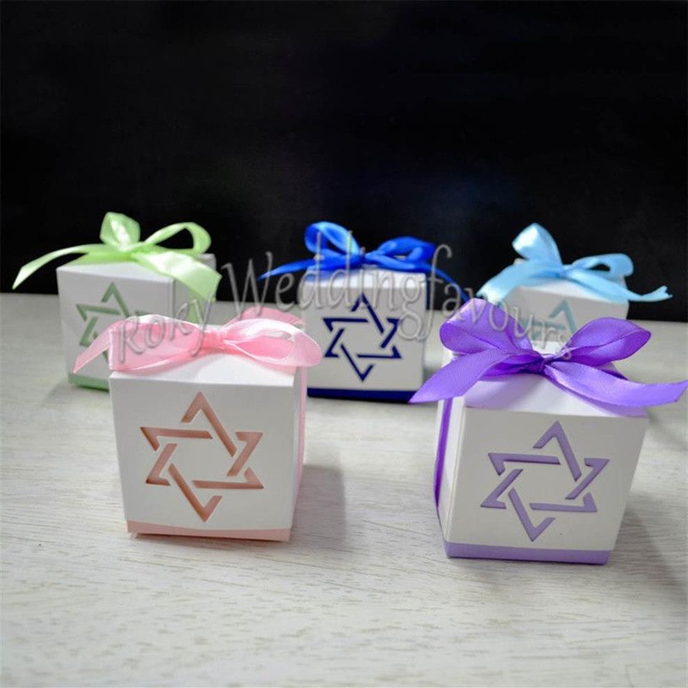 Star de David Favor Boxes Boîtes de mariage Favor Baby Shower Party Reception Table Decor Package Sweet With Ribb186h