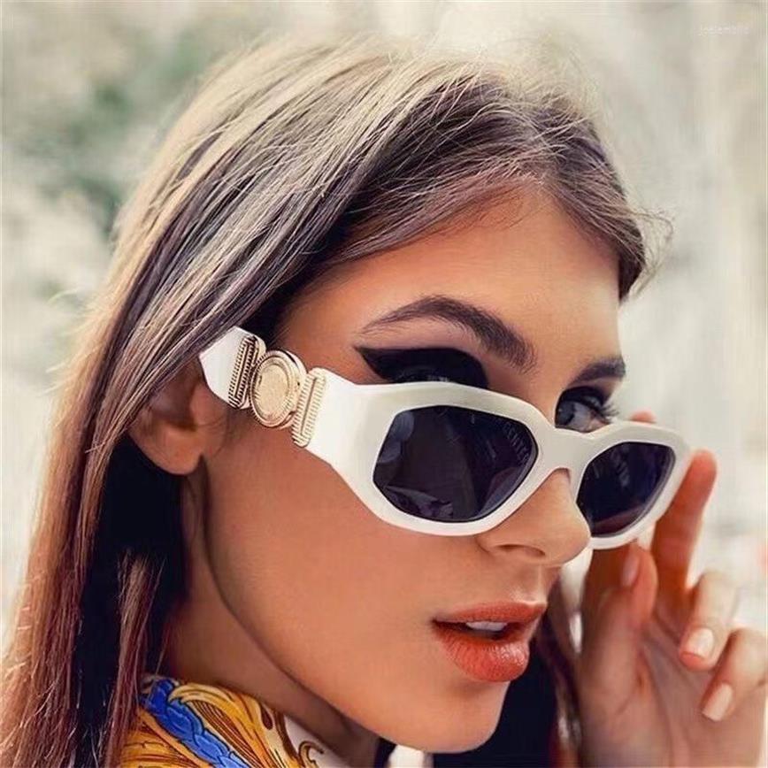 Sunglasses White Small Square Women Vintage Cat Eye Brand Designer Green Rectangle Men Decorate Glasses Shades Gafas De SolSunglas210j