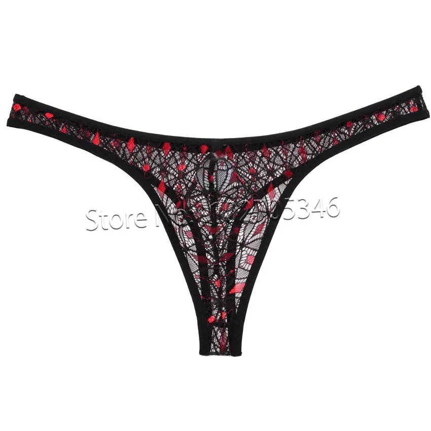 Hommes Jacquard reliure string Tangas rhombique dentelle Mini pantalon poche bombée t-back Bikini string sous-vêtements courts