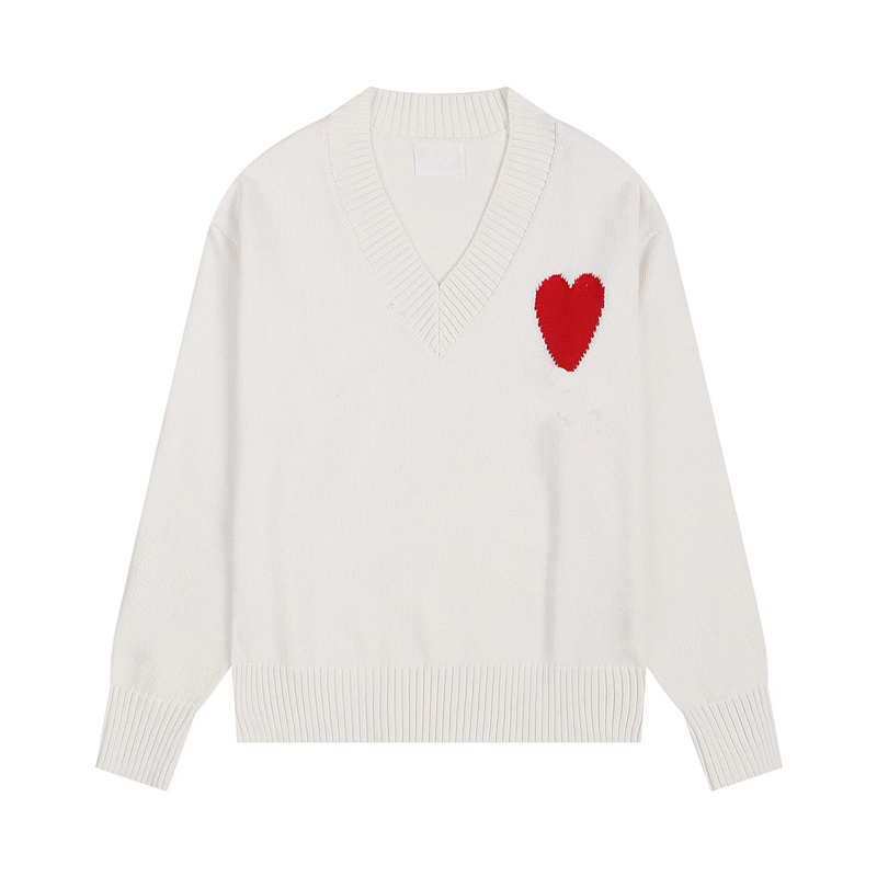 womens designer sweater women sweater knitwear fashion v neck red heart embroidery womens sweater high quality student versatile college style casual men sweater