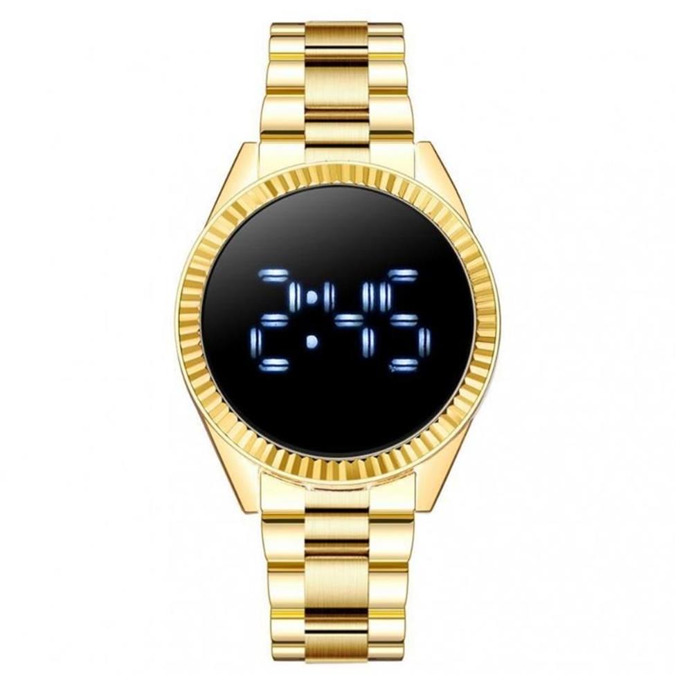 Chegada Moda LED Relógio Banda de Aço Esporte Eletrônico Homens Tela de Toque Inoxidável Digital Wristwatches253t