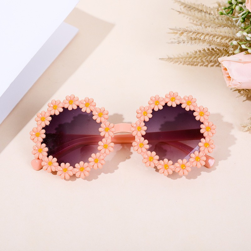 kids sunglasses adult round flower Fashion Sun glass girls boys sport shades outdoor sun eyewear daisy shaped UV resistant suneyewears