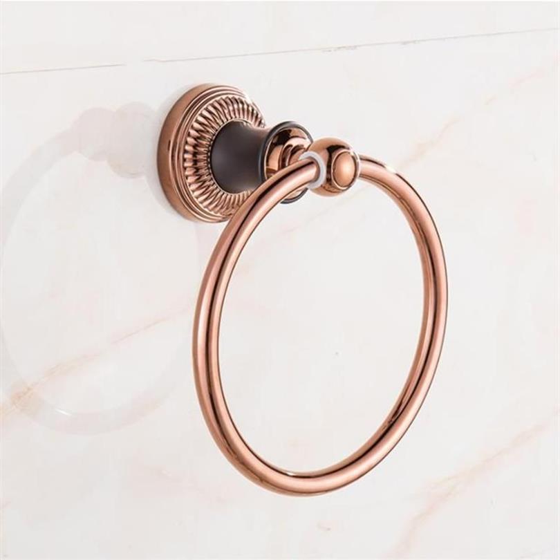Anel de toalha de ouro rosa de aço inoxidável pendurado redondo simples acessórios de banheiro europeu anéis1606