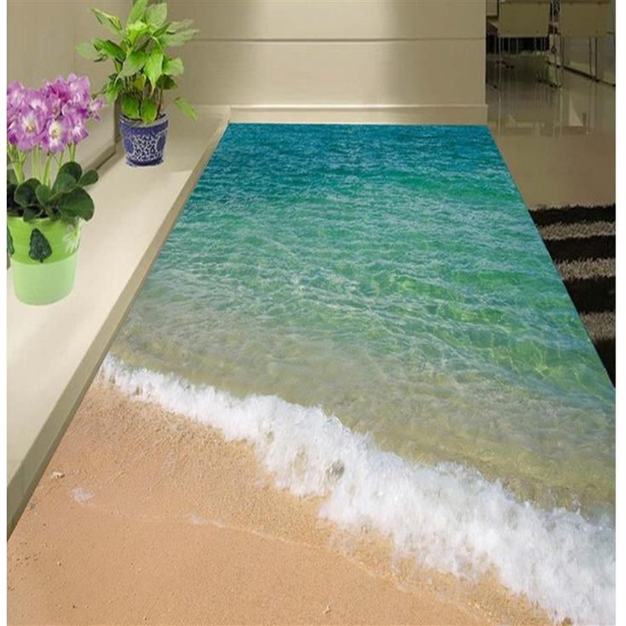 Pintura de piso moderna 3d à beira-mar surf praia pintura mural-3d papel de parede pvc auto-adesivo piso Wallpaper-3d297F