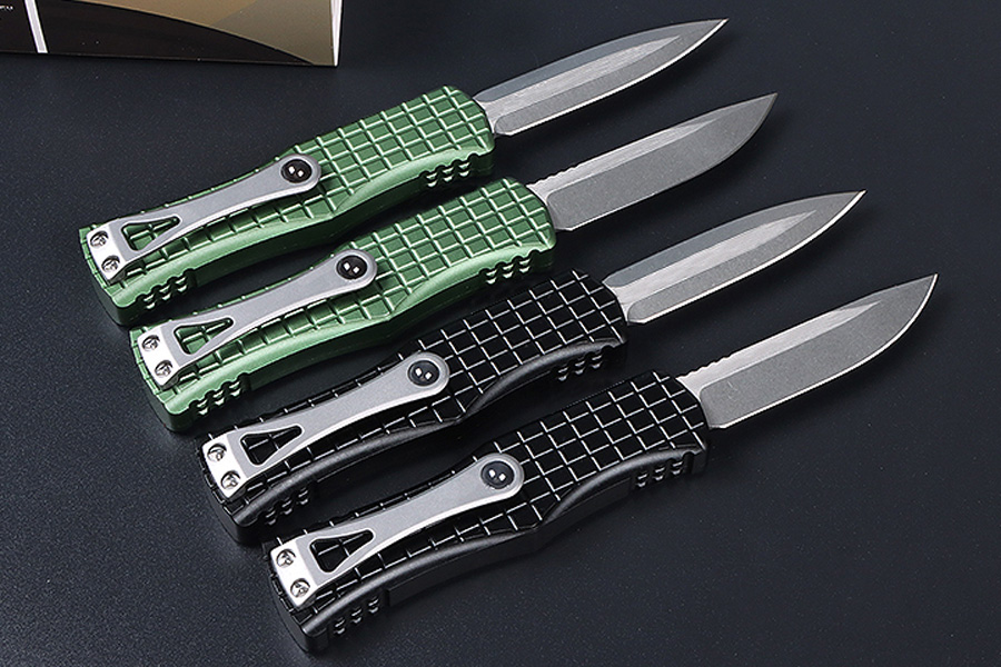 Ny high end M7694 Auto Tactical Knife D2 Satin Blade CNC Anti-Slip 6061-T6 Handle EDC Pocket Gift Knives With Nylon Bag