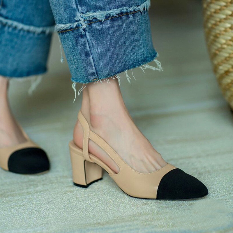 Bale Daireler Slingbacks Sandal Yüksek Topuklu Ayaklar Balıkçı Ayakkabı Espadilles Bale Ayakkabıları Parti Elbise Ayakkabıları Chunky High Topuklular Mektup Yay Balerin Tasarımcı Ayakkabı