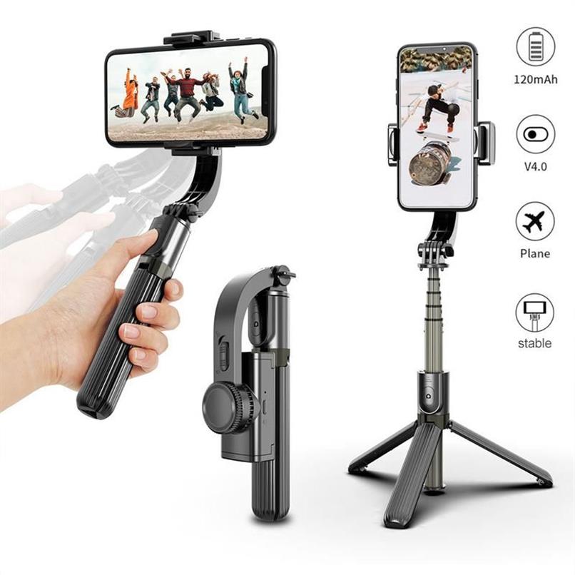 Bluetooth Handheld Gimbal Stabilizer Mobile Selfie Stick Halter Einstellbarer Selfie -Stand Handheld -Regal mit drei Pivots285d