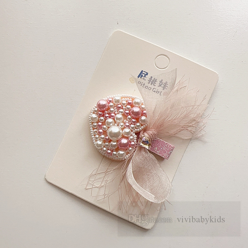 Meisjes parels liefde hart haarspelden kinderen kristal bloem haar clip boutique baby fluwelen Strikjes haarspeldjes Valentijnsdag kinderen prinses accessoires Z6199