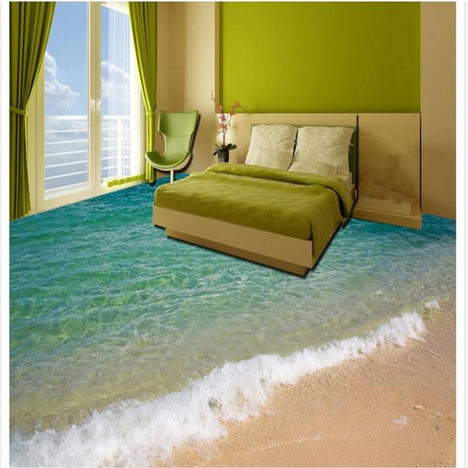 Moderne Bodenmalerei 3D-Bodenmalerei am Meer, Brandung, Strand, 3D-PVC-Tapete, selbstklebende Bodentapete, 3d204Z