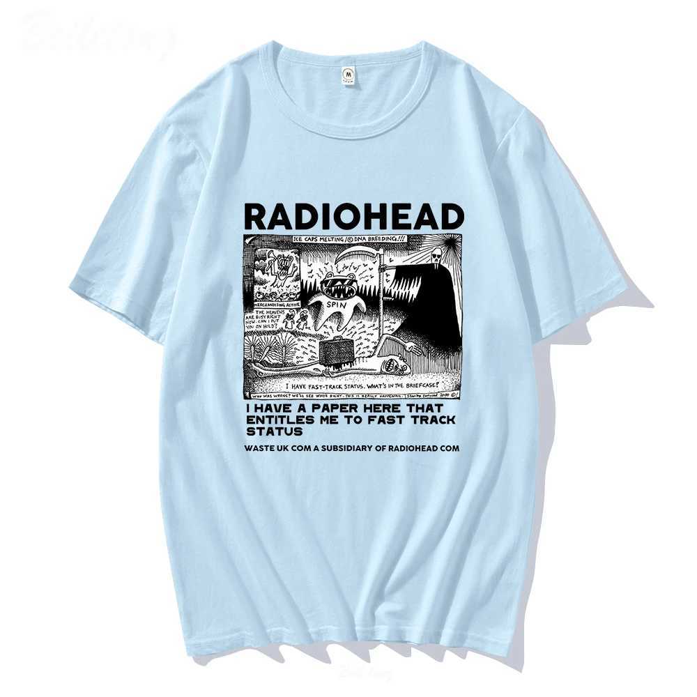 Męskie koszulki Radiohead T Shirt Men Vintage Classic Tees North America Tour Rock Boy Camisetas Hombre Hip Hop unisex 100%bawełniany ponadwymiarowy TOPSL2312.21