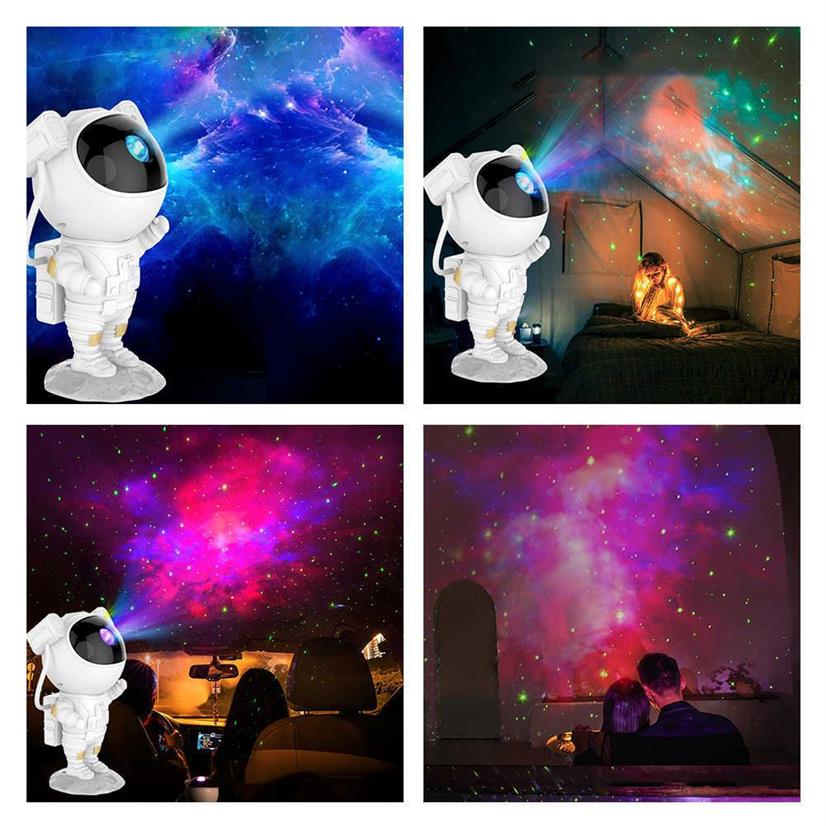 Lâmpada de projetor estrela USB Astronauta Galaxia Stary Sky Sky Night Lights Bedroom Tabel Lamp Astronaut Starry Sky Projector Lam H234T