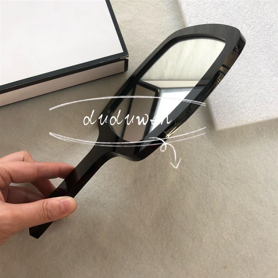 23x13cm Collection Makeup Makeup Mirror Vintage Acrylic Circle Handle Mirror Fashion Cosmetics Tools C Box287i