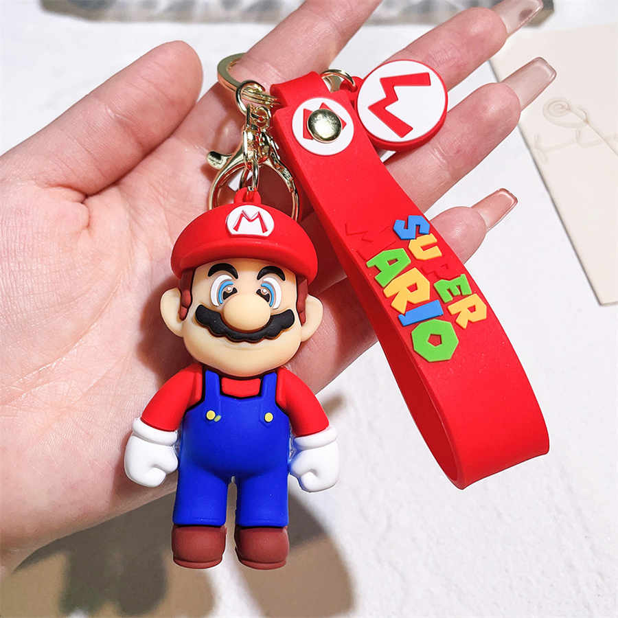 Super Mushroom Yoshi Keychain Cartoon Keyring Super Mari Keychain مع قلادة