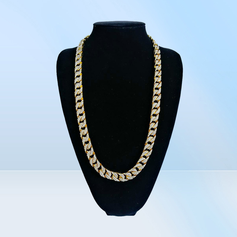 Iced Out Bling Rhinestone Golden Finish Link Chain Necklace Men039S HI315O1692969