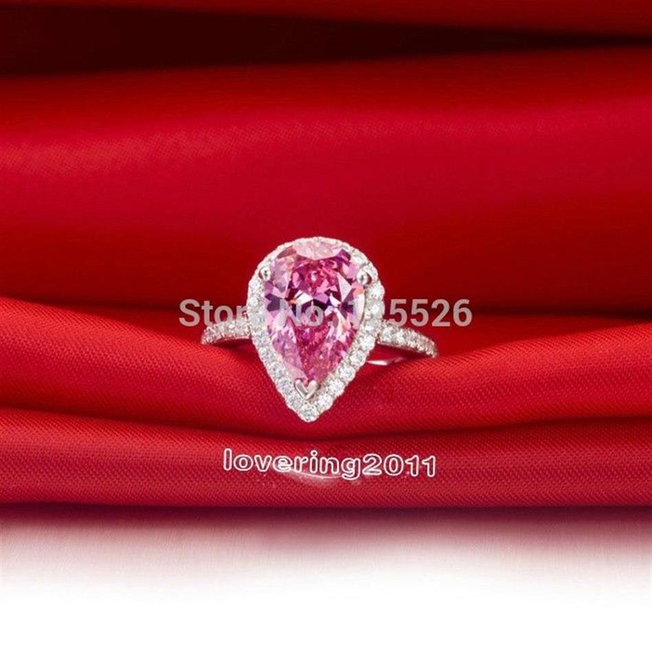 Choucong الرائع بثرى Pink 5a Zircon Stone 925 Sterling Silver Engagement Leating Ring SZ 5-11 Gift215d