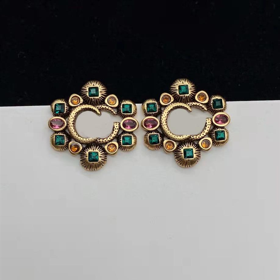 2022 Nya modebrev Studörhängen Aretes Orecchini Ladies Colored Diamonds Gems Brand Designer Earring264d