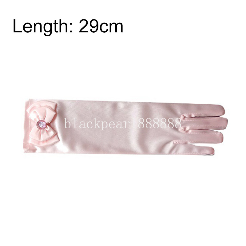 Childrens Dance Princess Long Tube High-grade Satin Stretch Gloves Girl Bow With Beads Gloves Children Day Birthday Gifts