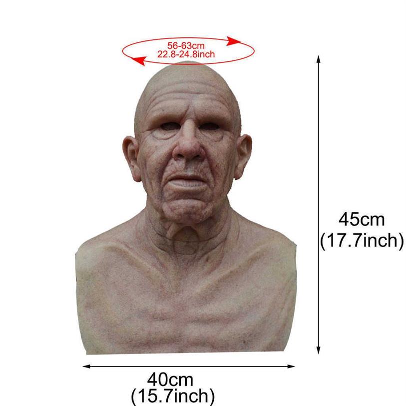 Wig Old Man Mask Halloween Full LaTex Face Scary Heart Horror para Cosplay Prom Props 2020 Novo X0803322N