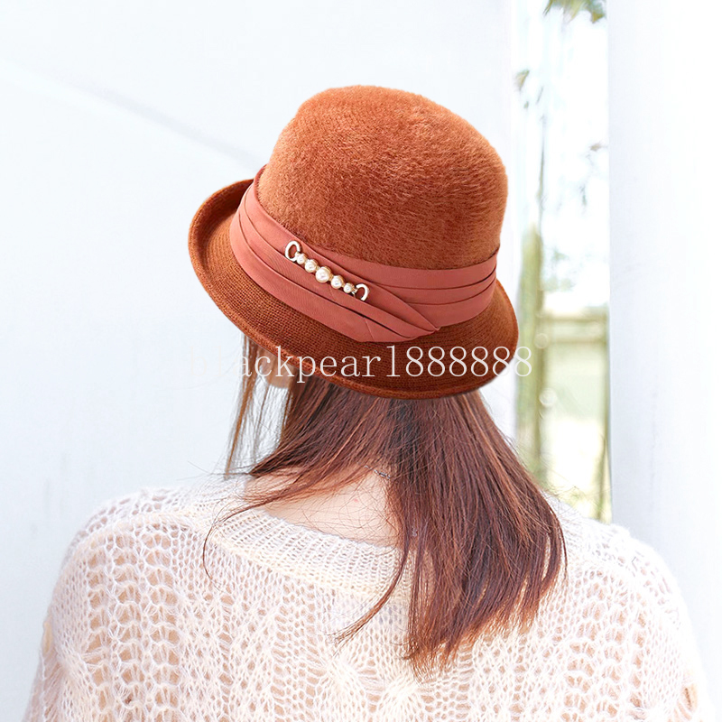 Women Autumn Winter Warm Basin Hats Middle-Aged and Elderly Mother Grandma Fashion Knitted Bucket Hat Ladies Elegant Caps