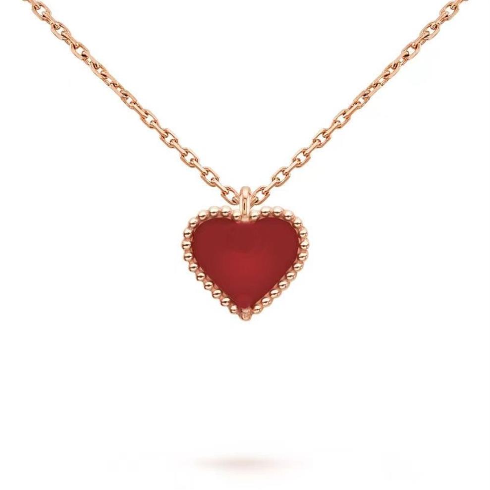 Doce coração pingente colar designer jóias amor colares quatro folhas trevo prata esterlina rosa ouro vermelho colar em forma de coração 338y