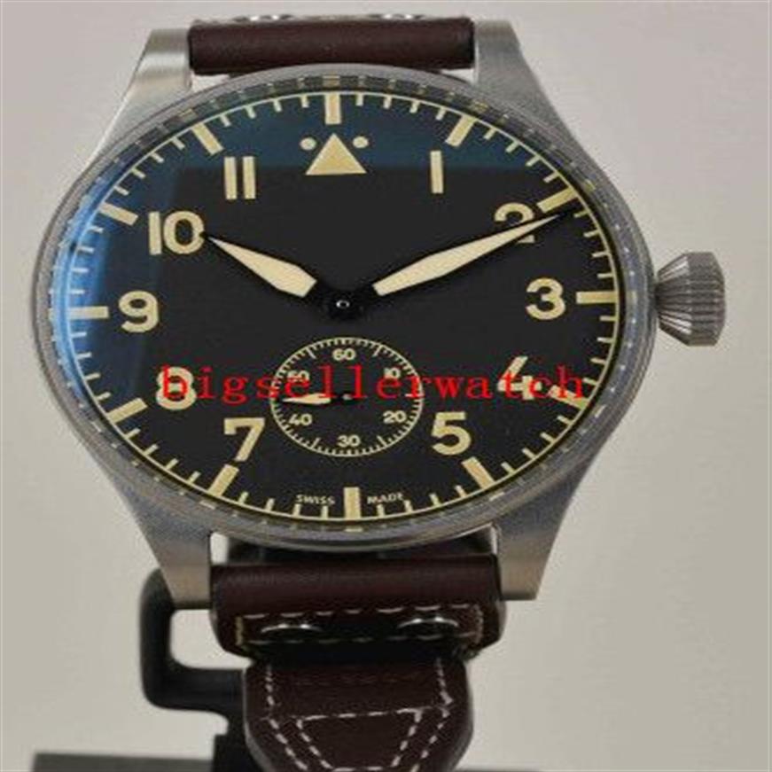Herren Sport Watches neue 42 -mm -Big Montre D 'Aviateur Black Dial 510401 Automatische Herren Watch Silver Hülle Lederband HIG250y