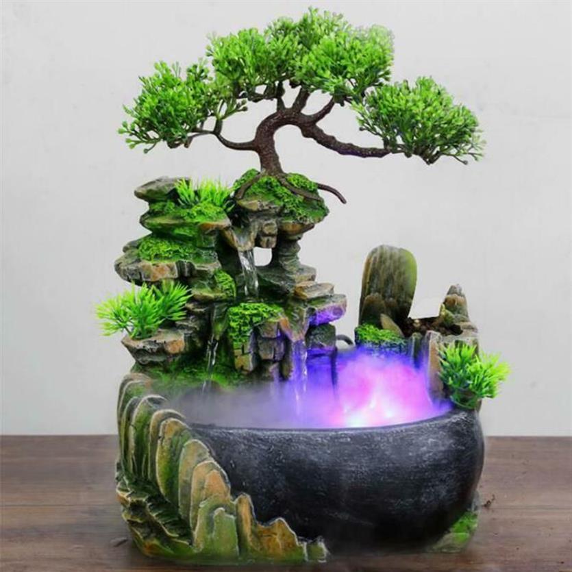 Dekorative Blumen Kränze Rockery Water Fountain Desktop Chinesische Fengshui Lampe Wasserfall Innenkanal 2656