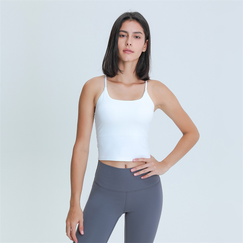 lu Reggiseno Fitness da donna Top Girocollo Fintness Canotta Canotta Solido Allenamento Traspirante Crop Top Donna DT038