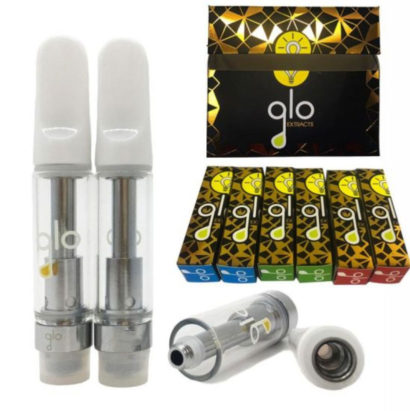 Glo Extracts Vape Carts Packaging Newest Atomizers 0.8ml 1.0ml Ceramic Coil Empty Cartridges Multiple Strains with New Design vape pen
