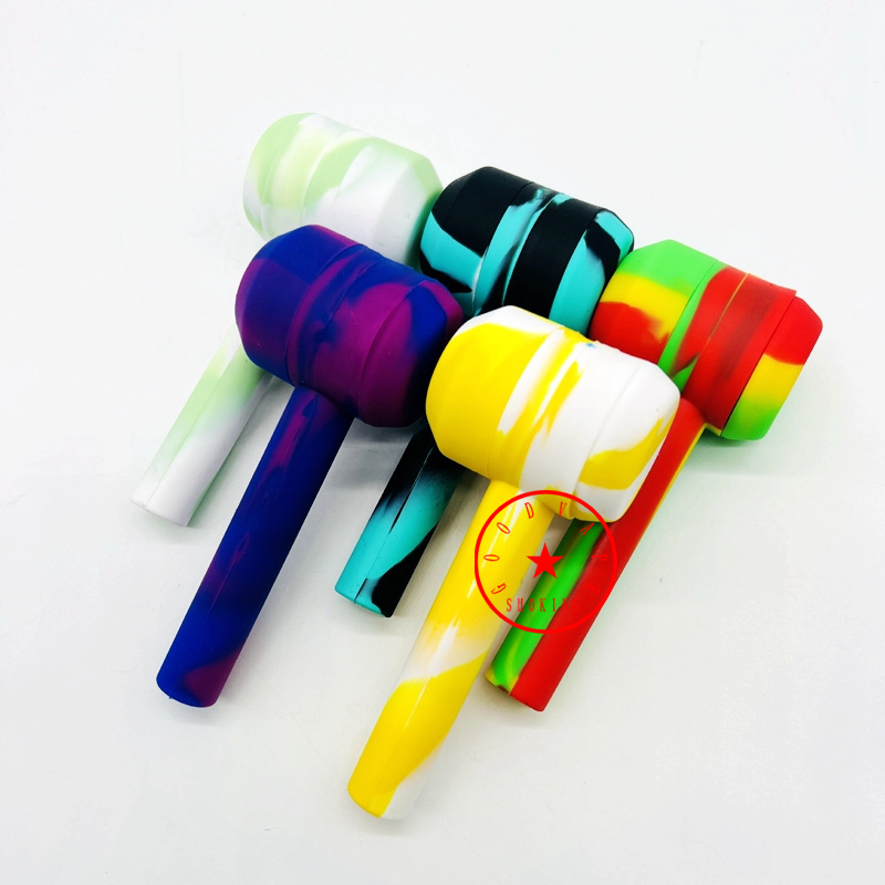 Pipes de forme de sucette en silicone coloré en verre Singlehole Filtre Bol de plates-formes d'huile portables cachettes Herbe Tobacco Porte-cigarette Bong Paille de paille de paille DHL