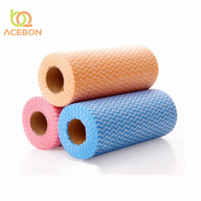 Roll Non-Woven Fabric Washing Cleaning Cloth Towels Kitchen Towel Disposable Striped Practical Rags Wiping Souring Pad281A