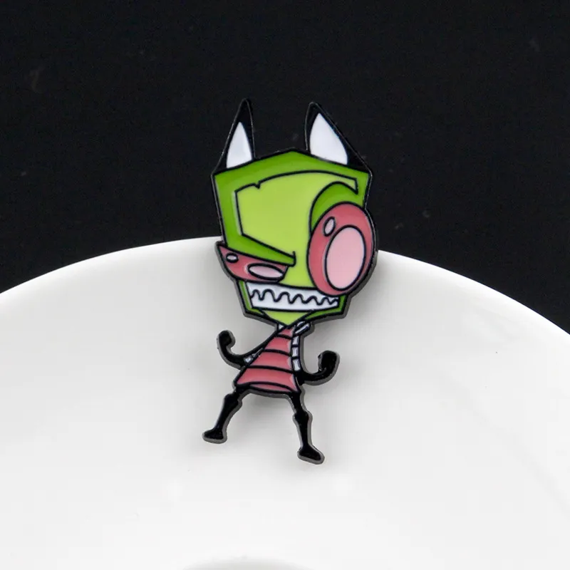 Invader Zim Brooch Funny Alien Brooches Pin Art Epoxy Brooch Bag Clothing Accessories Children Toy