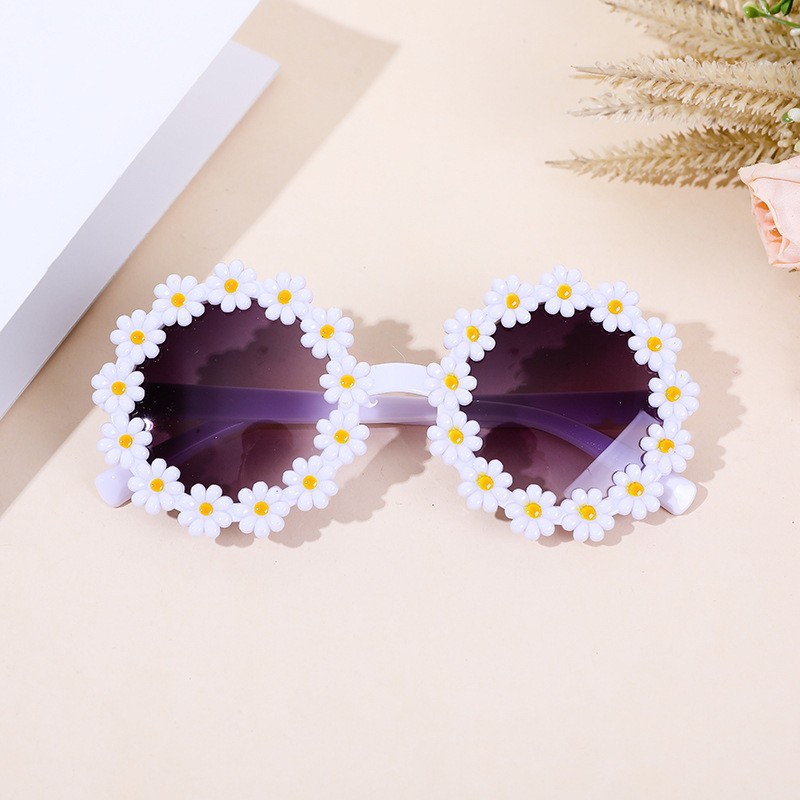 Crianças Óculos de sol adultos Flores redondos moda de sol de vidro meninos meninos esportes tons de sol ao ar livre 6 cores Daisy Disse resistente a UV Suneyewears