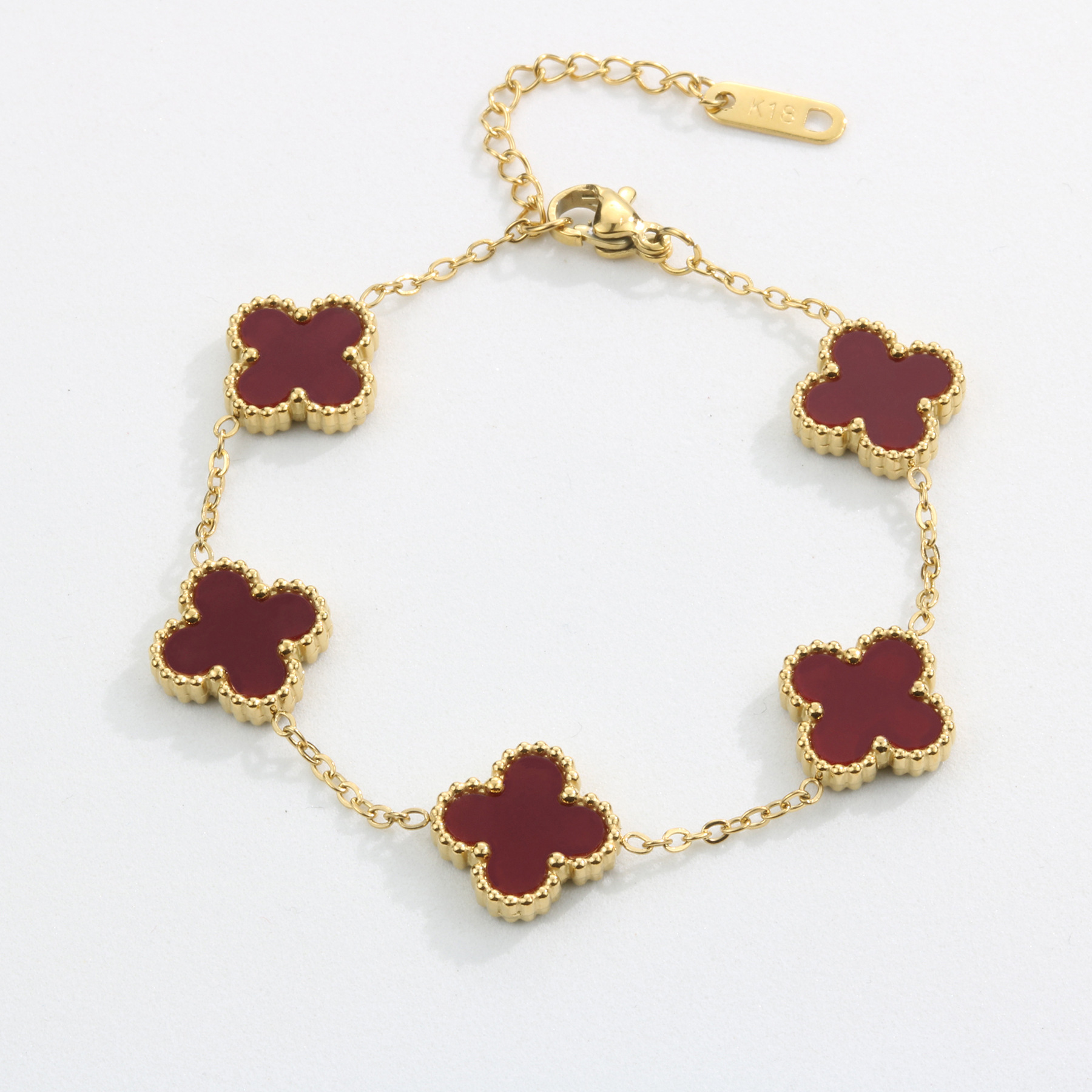 Adjustable New Design Gold Plated Stainless Steel 316L Plant Flower Bracelet With Five Leaf Petals Women's Luxury Gifts