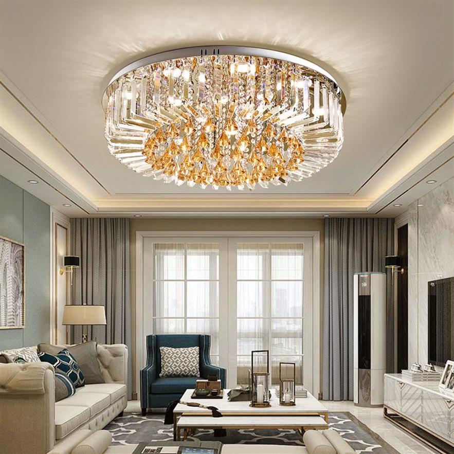 LED-licht moderne plafondverlichting armatuur Europese K9 kristallen plafondlamp thuis binnenverlichting afstandsbediening 3 witte kleuren Dimmab253u
